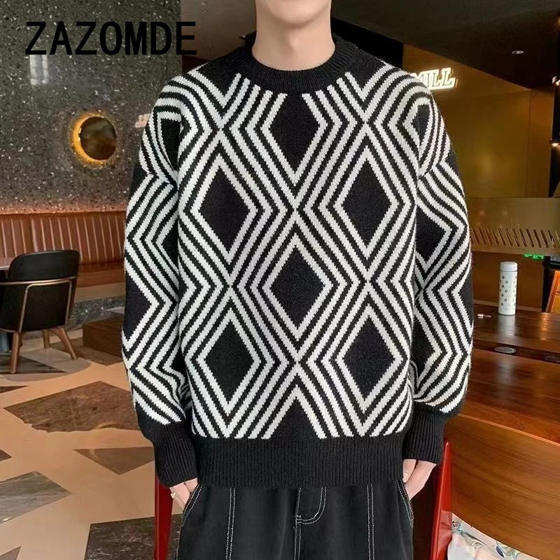 ZAZOMDE Winter Fashion Cashmere Mens Sweater High Quality and Comfortable Mens Sweater Thick Warm Mens Knitted Fabric Pulled 241007