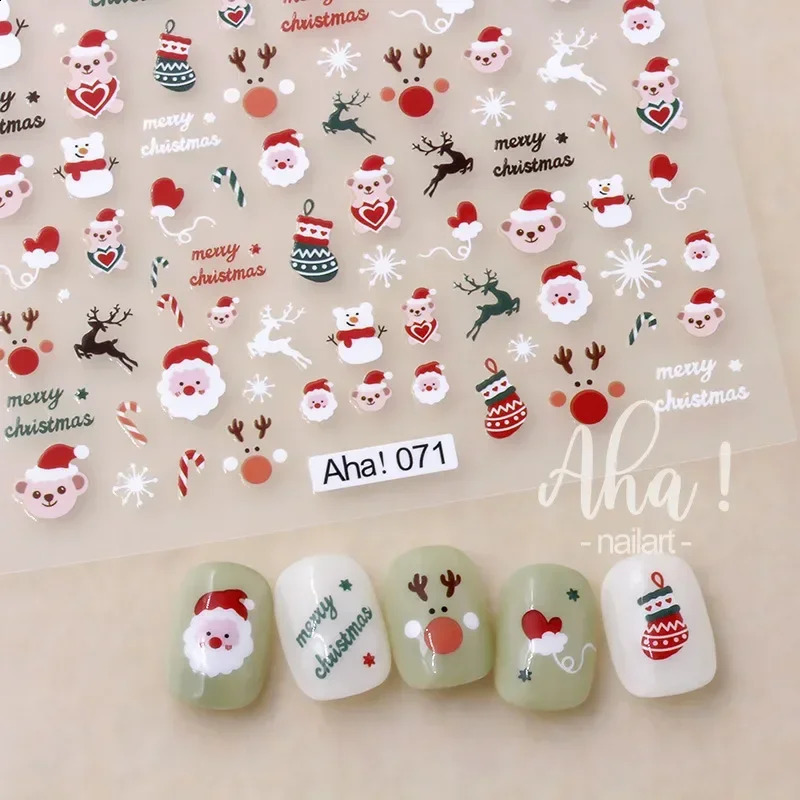 Heallor winter atmospheric nail sticker snowman snowflake Wapiti self-adhesive high-quality cute nail sticker Ar nail sticker 241008