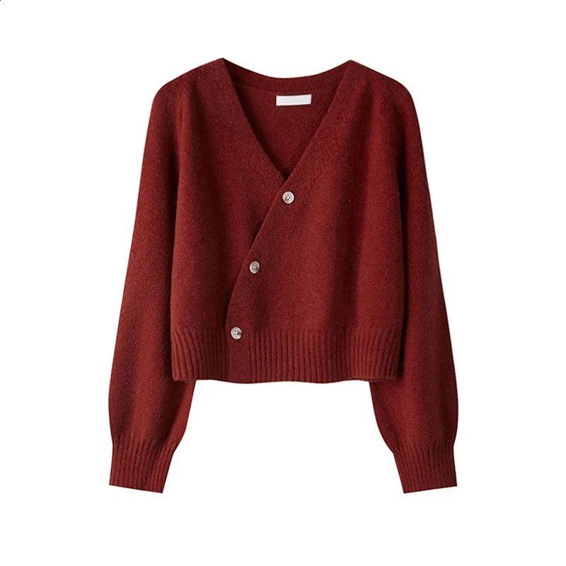 Cardigans for Women Asymmetrical Single Breasted ONeck Sweater 2024 Long Sleeve Fashion Female Solid Stretch Knitted Tops 241007