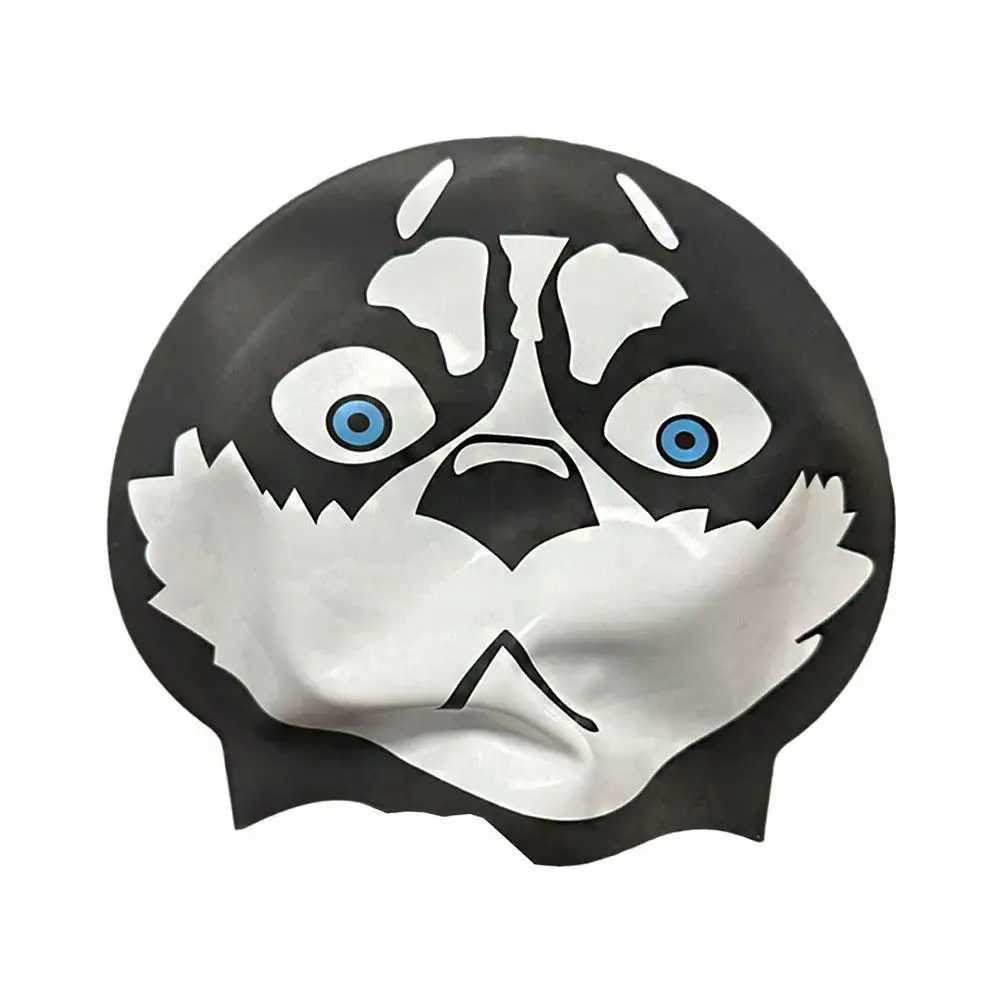 Cartoon Siberian Husky Swimming Cap Creative Design for Children and Adults Waterproof Swimming Equipment Cute Dog Pattern Z6B0 CL241009