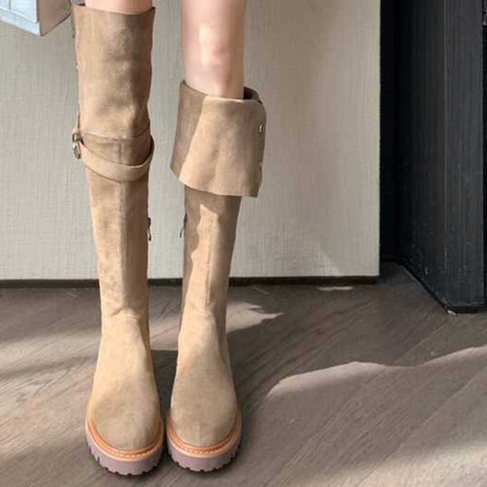 Rivet Slimming Knee Thigh High Fashion Boots For Women Model Thick Heel Martin Boots Two In One High Leg Western Knight Boots 240826