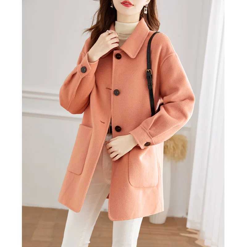 Vimly Winter Wool Coats Women Long jackets 2022 New Korean Fashion Solid Lapel Pockets Overcoat Elegant Female Woolen Coat 50373X241009