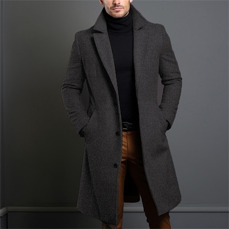 Autumn Winter Mens Trench Coats Male MidLong Warm Wool Jackets Casual Business Comfortable Overcoat Clothing y241008