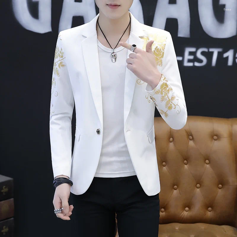 Men's Printed Gilded Casual Blazers Slim Fit Youth Styles | 2024 B4