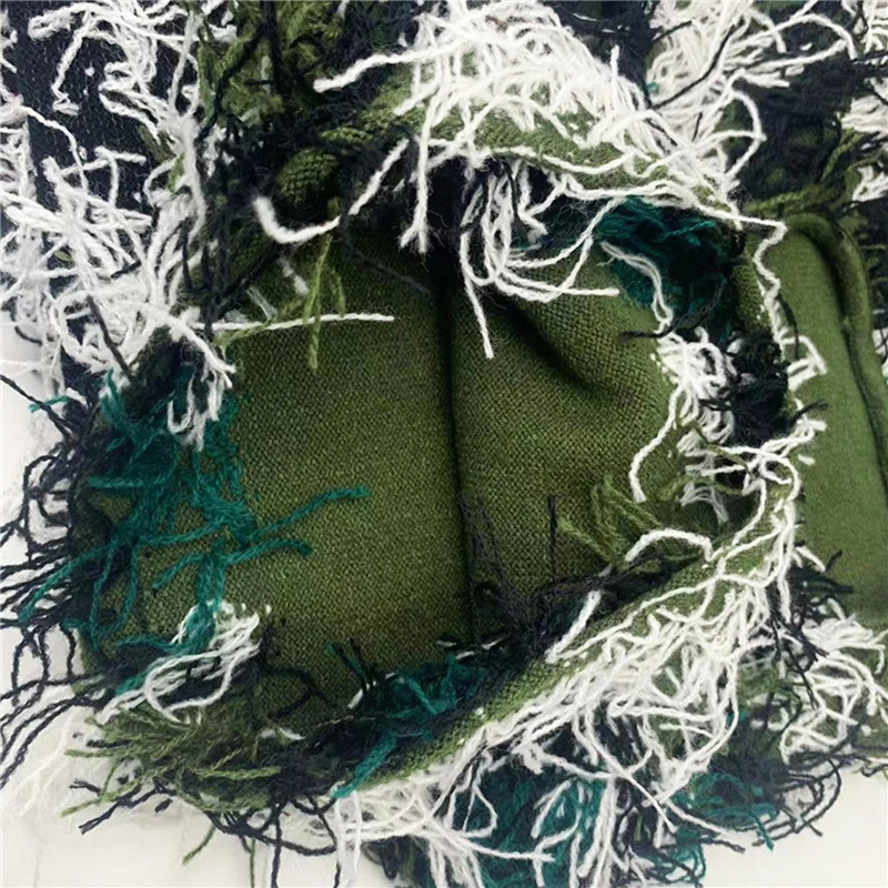 Hip Hop Balaclava Distressed Knitted Hat Full Face Ski Mask Womens Outdoor Camouflage Wool Beanies Mens 241009