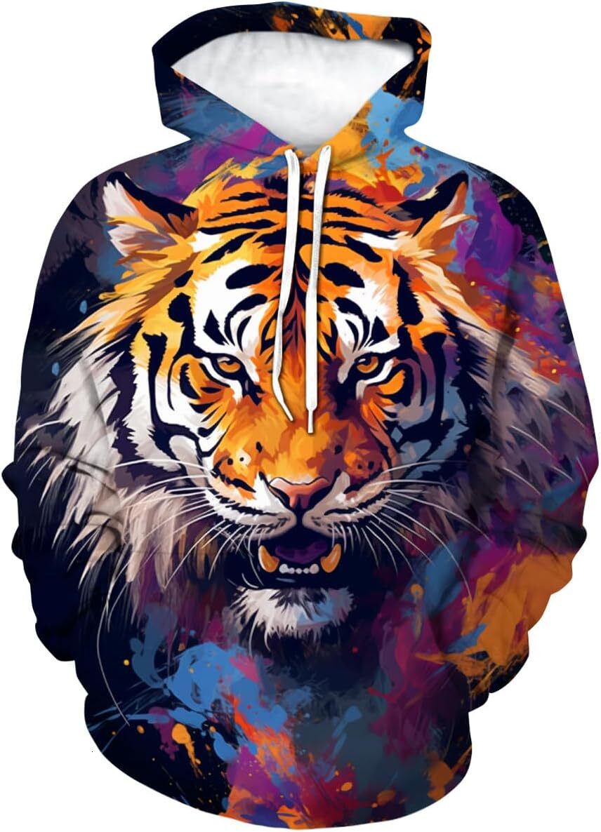 Hoodie for Mens Womens Mens Tiger Cool Animal Printed Sweatshirt Hooded 3D Casual Pullover Hoodie With Pockets Graphic Hoodies sweatshirt tracksuit