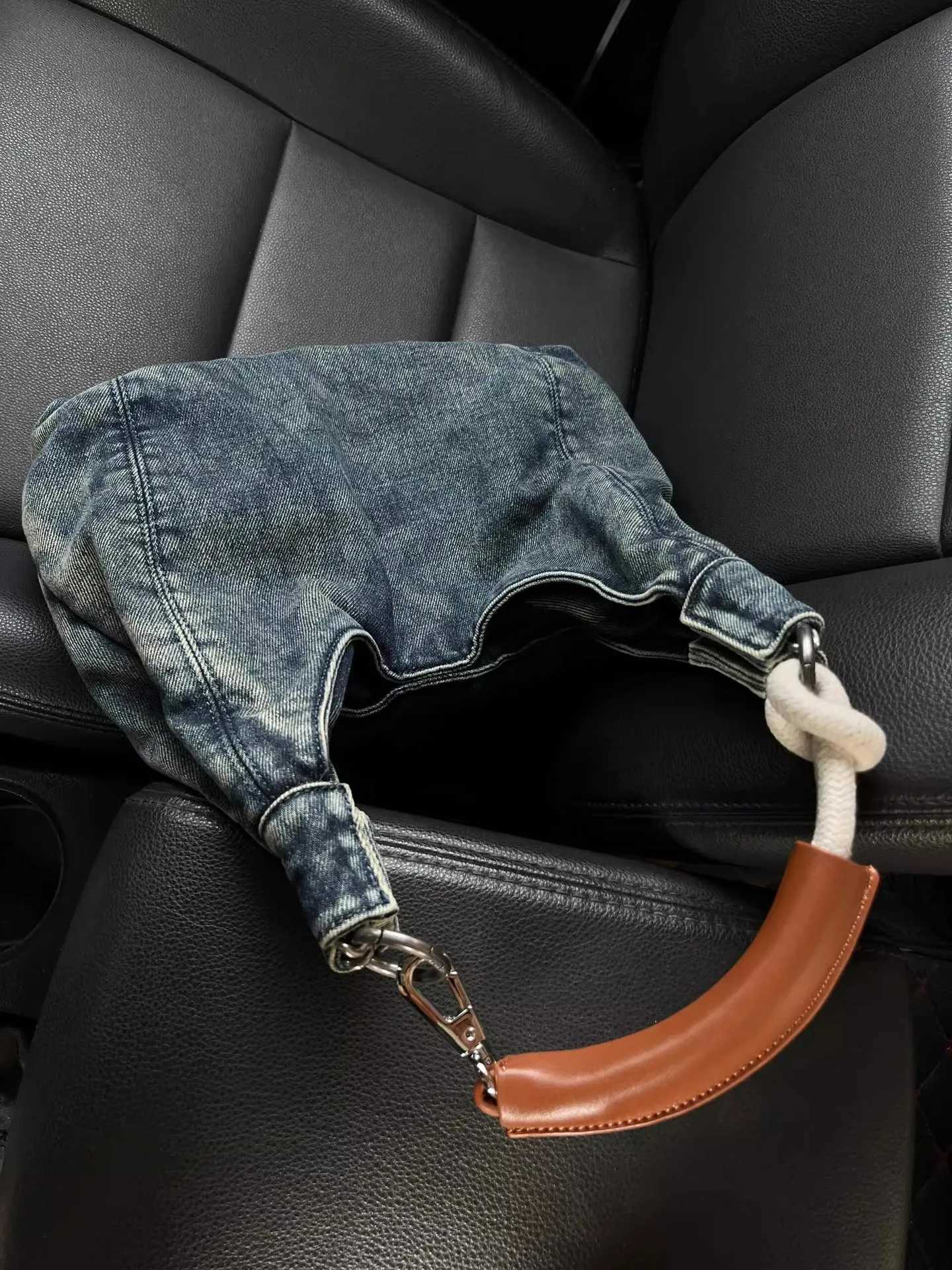 Denim Fabric Shoulder Bags for Women 2024 Luxury Designer Purses and Handbags Blue Underarm Hobos Casual Street Crossbody Totes 241009