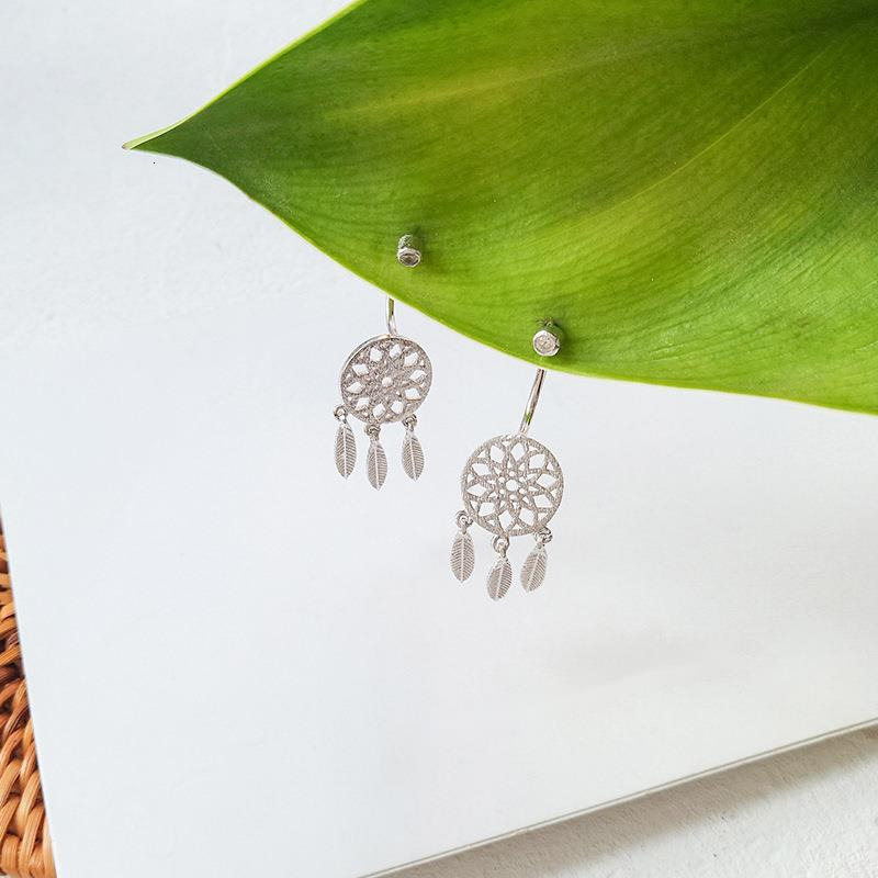 Dream Catching Net Female Pure Sier Needle, Elegant and Simple Tassel Earrings, Style Earrings