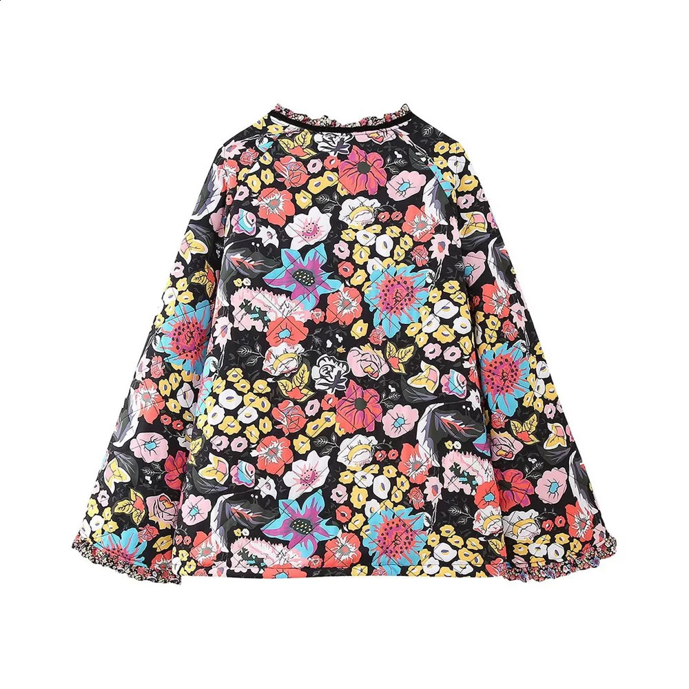 Fashionable autumn and winter elegant warm cotton jacket thick long sleeved inspired flower womens long sleeved cotton jacket 241007