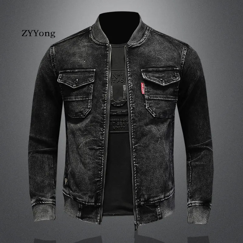 Stand up bomber pilot black Corduroy jacket mens Coats motorcycle ultrathin casual clothing Ropa Hombre 241007
