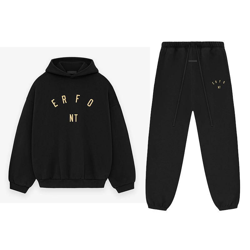 24FW Europe USA Oversize Men Women Arc Letter Print Fleece Hooded Sweatshirt Drawstring Pants Tracksuit Set Hoodie Joggers Trousers Suit Sold Separately 1009