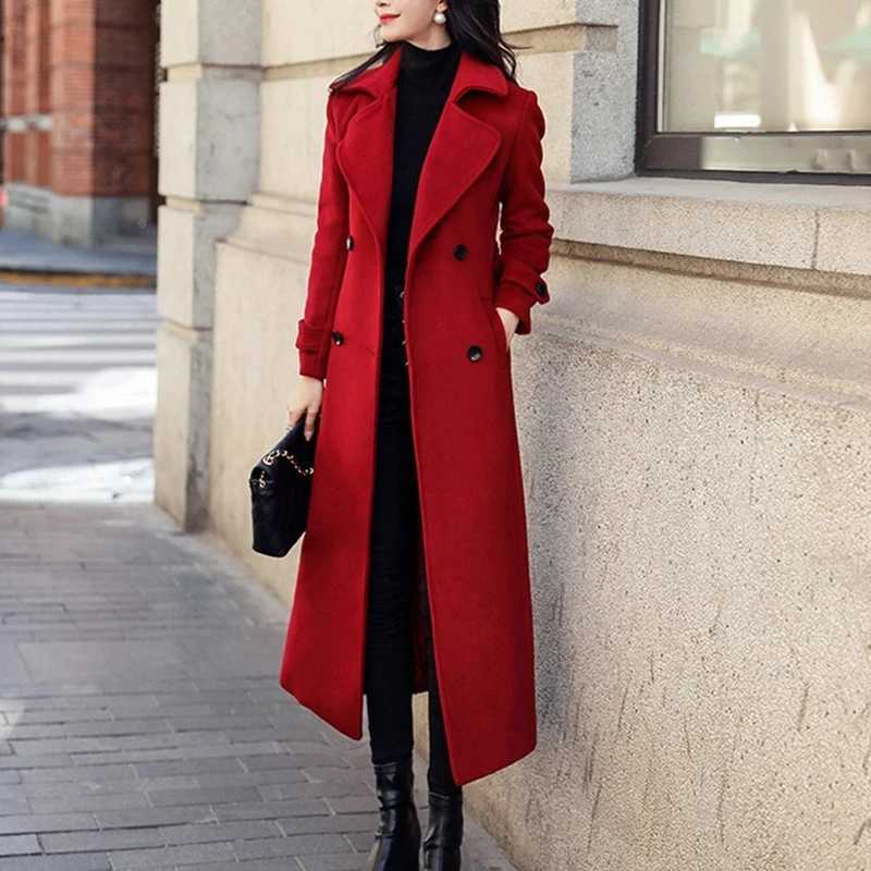 2024 Hot New Womens Coat Winter Korean Fashion Long Coated Thickened Woolen Winter Coat For Women Black Coat HarajukuX241009