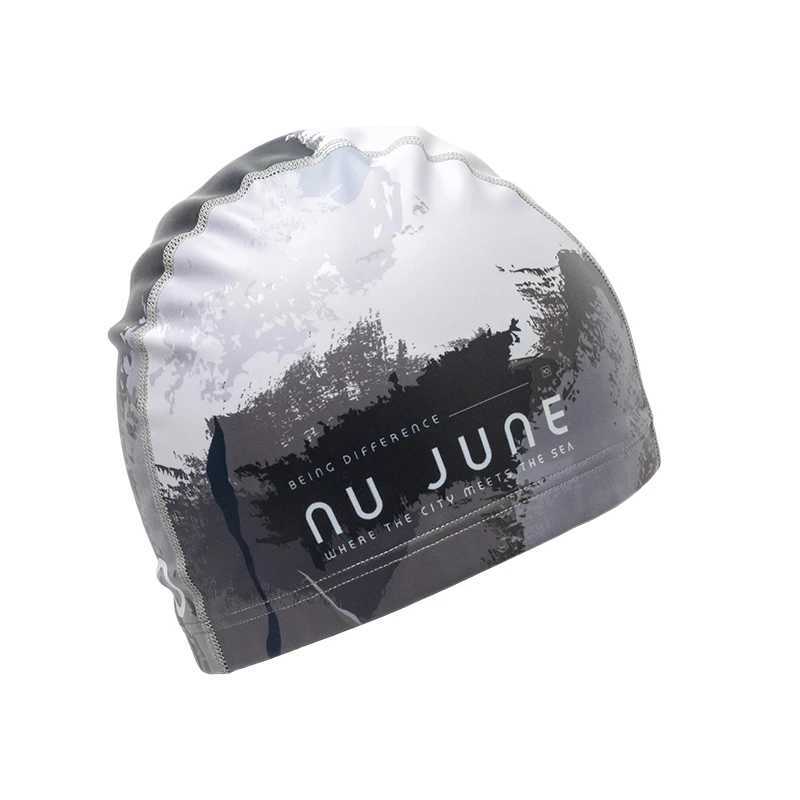 Nujune high elasticity swimming cap for adults waterproof stretchable comfortable ear care summer swimming pool shower cap CL241009
