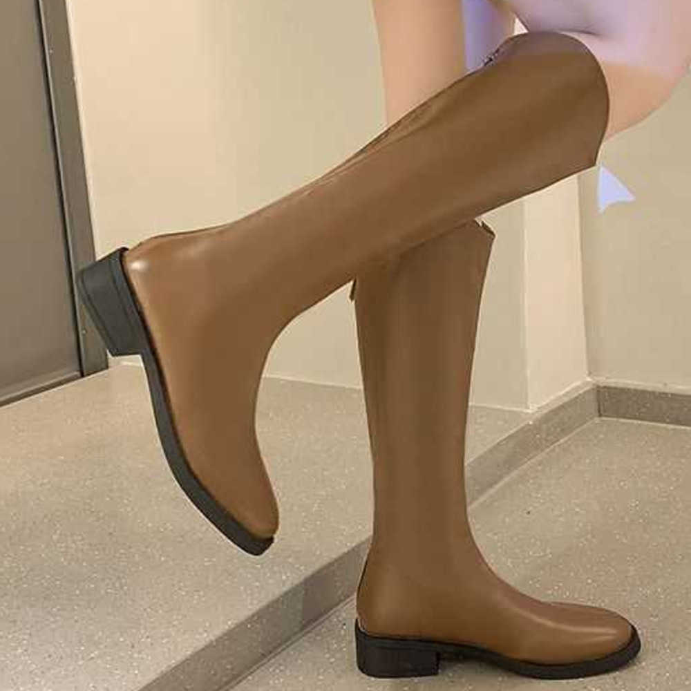 Long Fashion Boots Western Cowboy Boots Martin Boots Womens Knee High Boots Autumn Winter New Style Mouth Knight Boots Slim And Tall Boots 240826