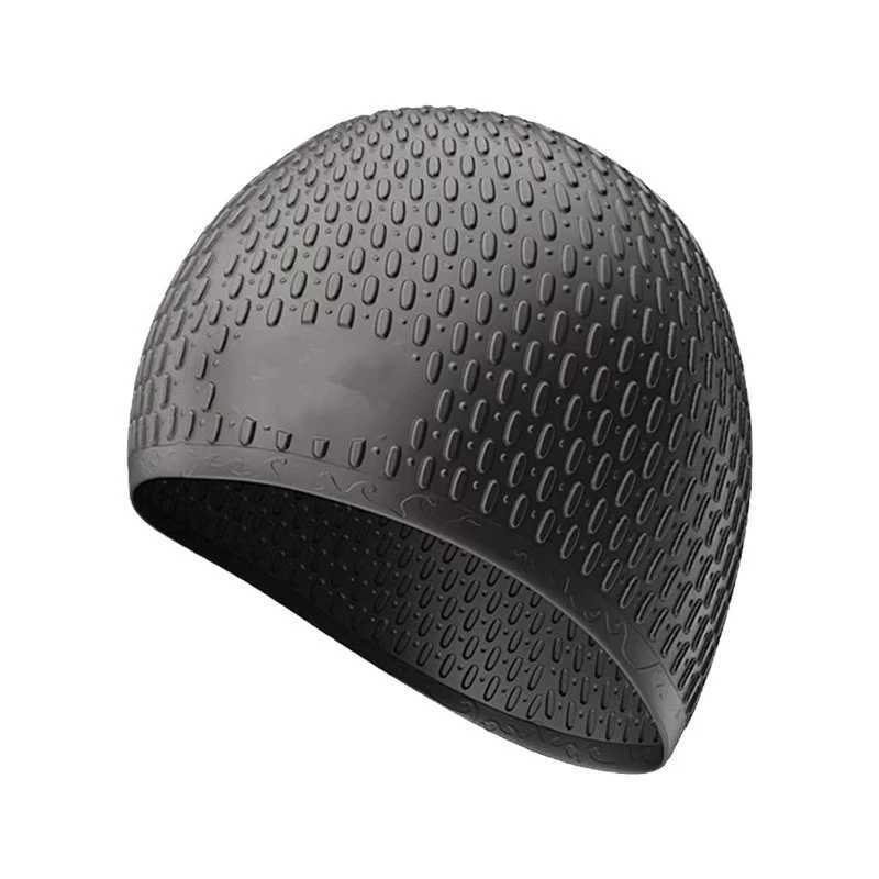 Silicone water droplet swimming cap adult enhanced bubble swimming cap super elastic waterproof earmuffs CL241009