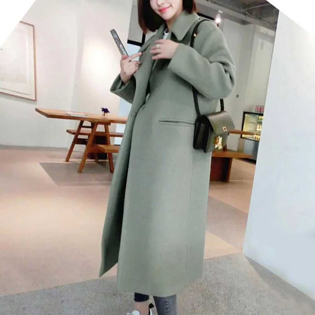 Fashion Coat Women Solid Color Thick Pocket Women Autumn Winter Warm Long Jacket CoatX241009