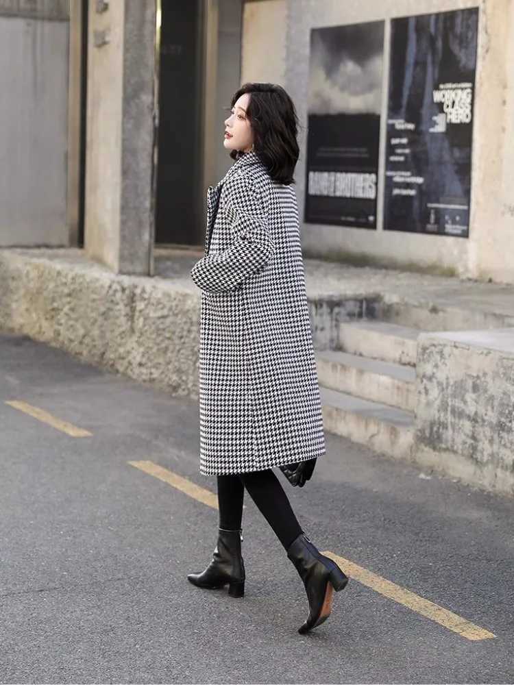 Qianniao Style Suit Jacket For Women In Autumn And Winter With A High-End And Fashionable Temperament. Medium To Long Slim FitX241009
