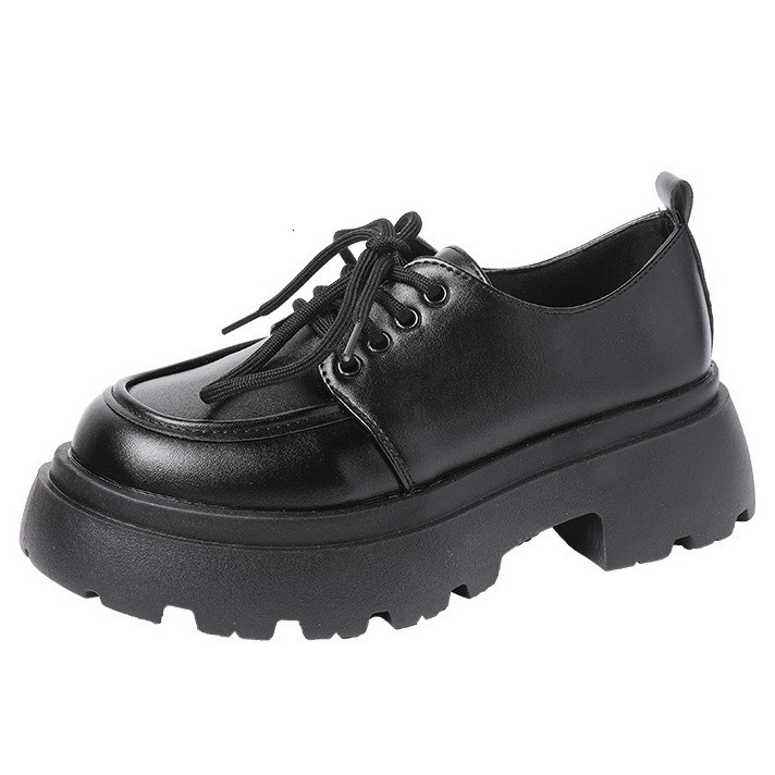 Thick soled small leather shoes 2024 new spring and autumn British style JK shoes, black hundred matching skirt lace up loafers
