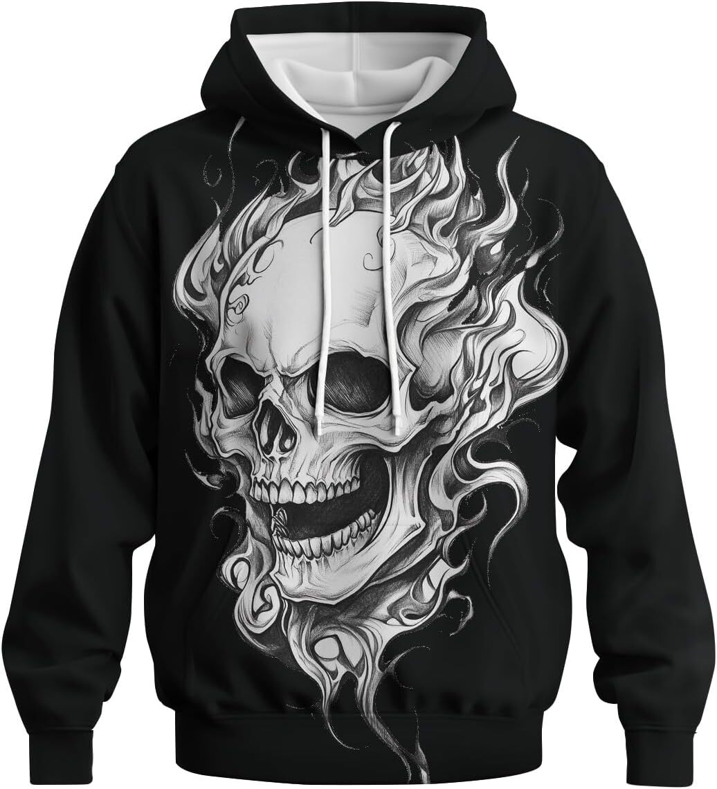 Hoodie for Mens Womens Mens Skull 3D Print Hoodies Sweatshirts Casual Novelty Street Fashion Hoodie Pullover With Pocket Graphic Hoodies sweatshirt tr