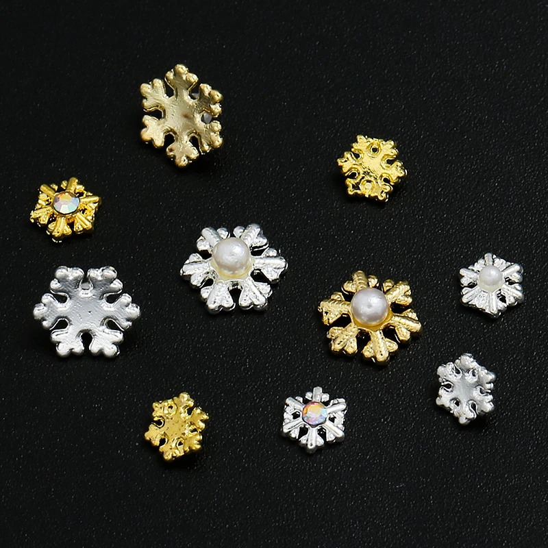 9 Christmas Tree Socks Snowflake Nail Art Decoration Alloy Metal DIY 3D Nail rhinestone Accessories Jewelry Tools 241008