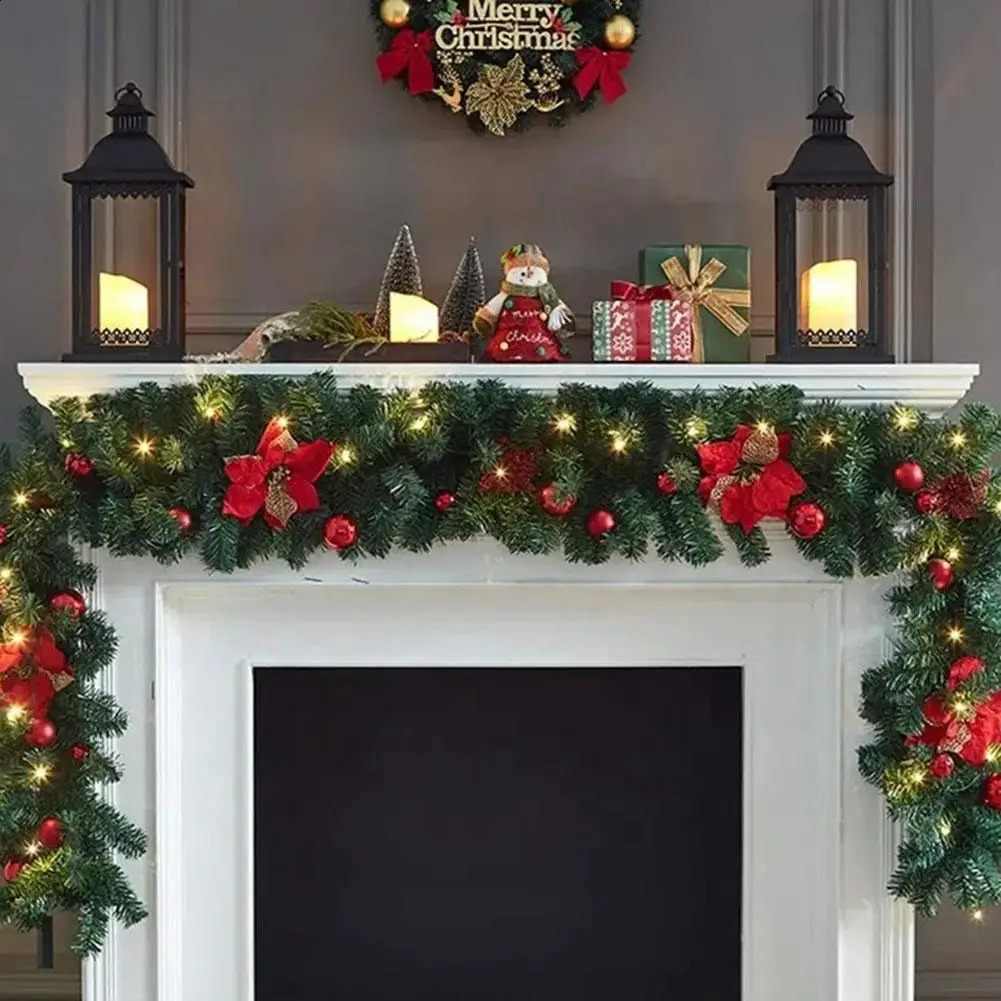 Artificial plant Christmas garden with lights pine branches Christmas decoration Rattan Wreath Vine used for home decoration K8H1 241008CJ