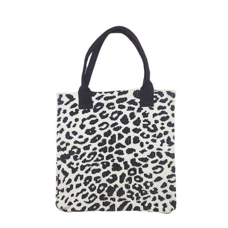 CMM Knitted Leopard Print Shoulder Bag Niche Design Handbag Casual Outdoor Woven Bag Famous Shopping Bag Underarm Bag