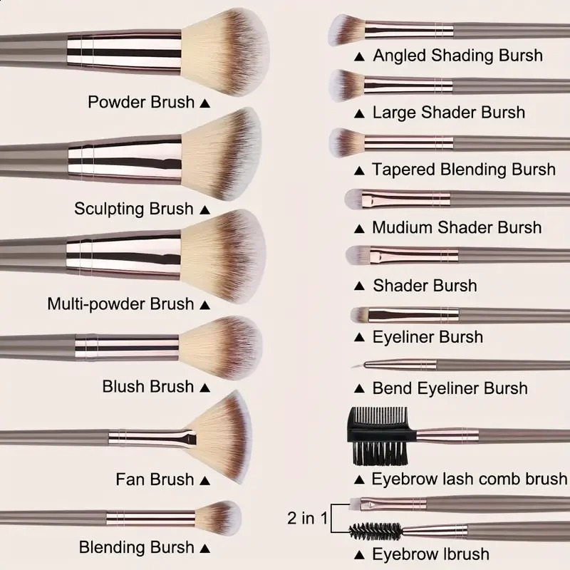 3-20 pieces of makeup brush set basic eye shadow powder blusher concealer soft fluffy kabuki mixed brush female beauty tool 241008