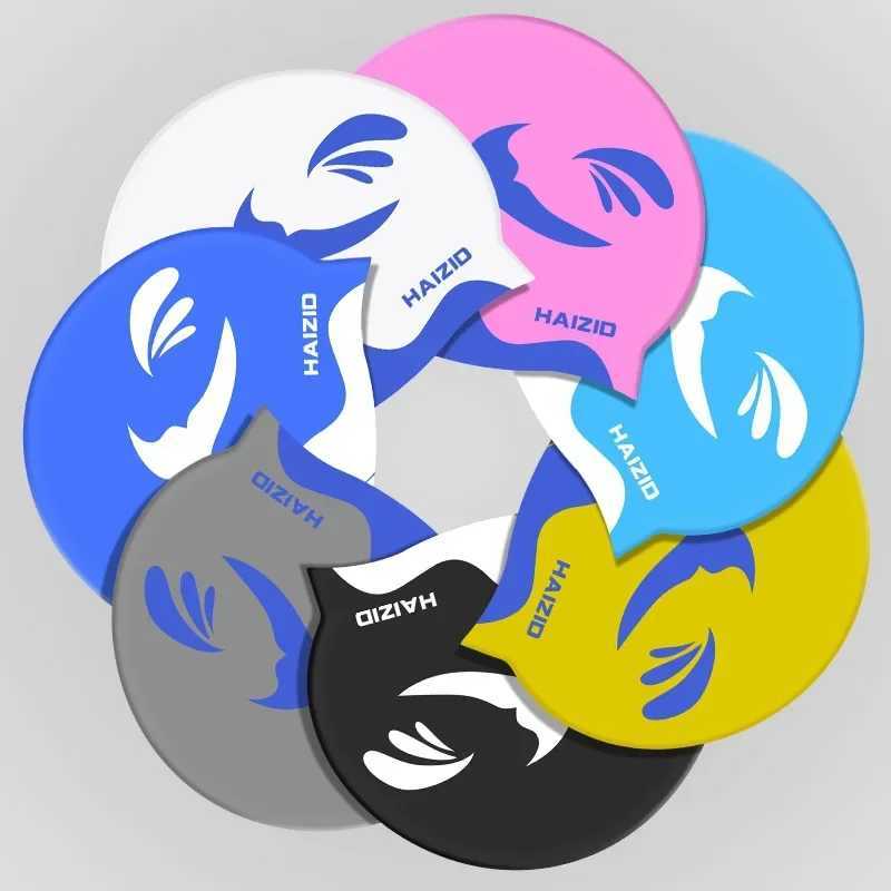 Universal mens swimming cap soft silicone waterproof cute cartoon swimming cap large-sized adult swimming cap pool accessories CL241009