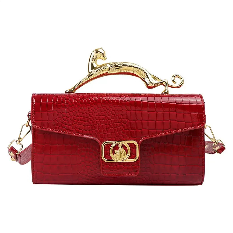 Fashion Womens Pattern Handbag PU Large Capacity Ladies Crossbody Shell Bags Trend Metal Handle Baguette Shoulder Bag 240930