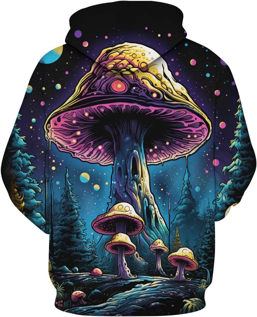 Hoodie for Mens Womens Unisex Funny Mushrooms Hoodie 3D Novelty Art Pattern Drawstring Long Sleeve Sweatshirt Hoodies Graphic Hoodies sweatshirt
