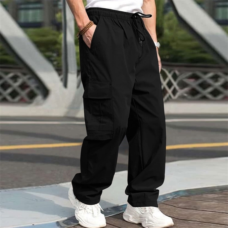 Autumn multi pocket workwear pants mens pants straight tube multifunctional mens casual pants oversized mens pants 241009