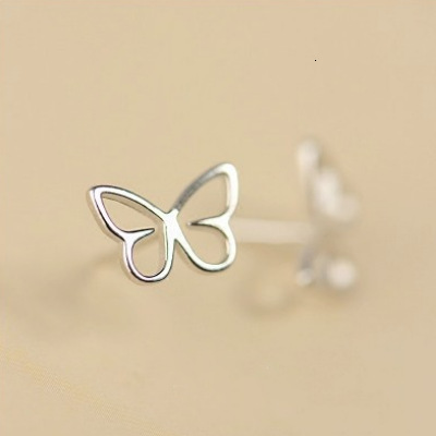 Pure sier needle elegant, fresh, simple and elegant hollow butterfly earrings for women