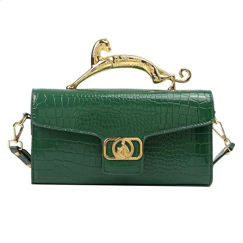 Fashion Womens Pattern Handbag PU Large Capacity Ladies Crossbody Shell Bags Trend Metal Handle Baguette Shoulder Bag 240930