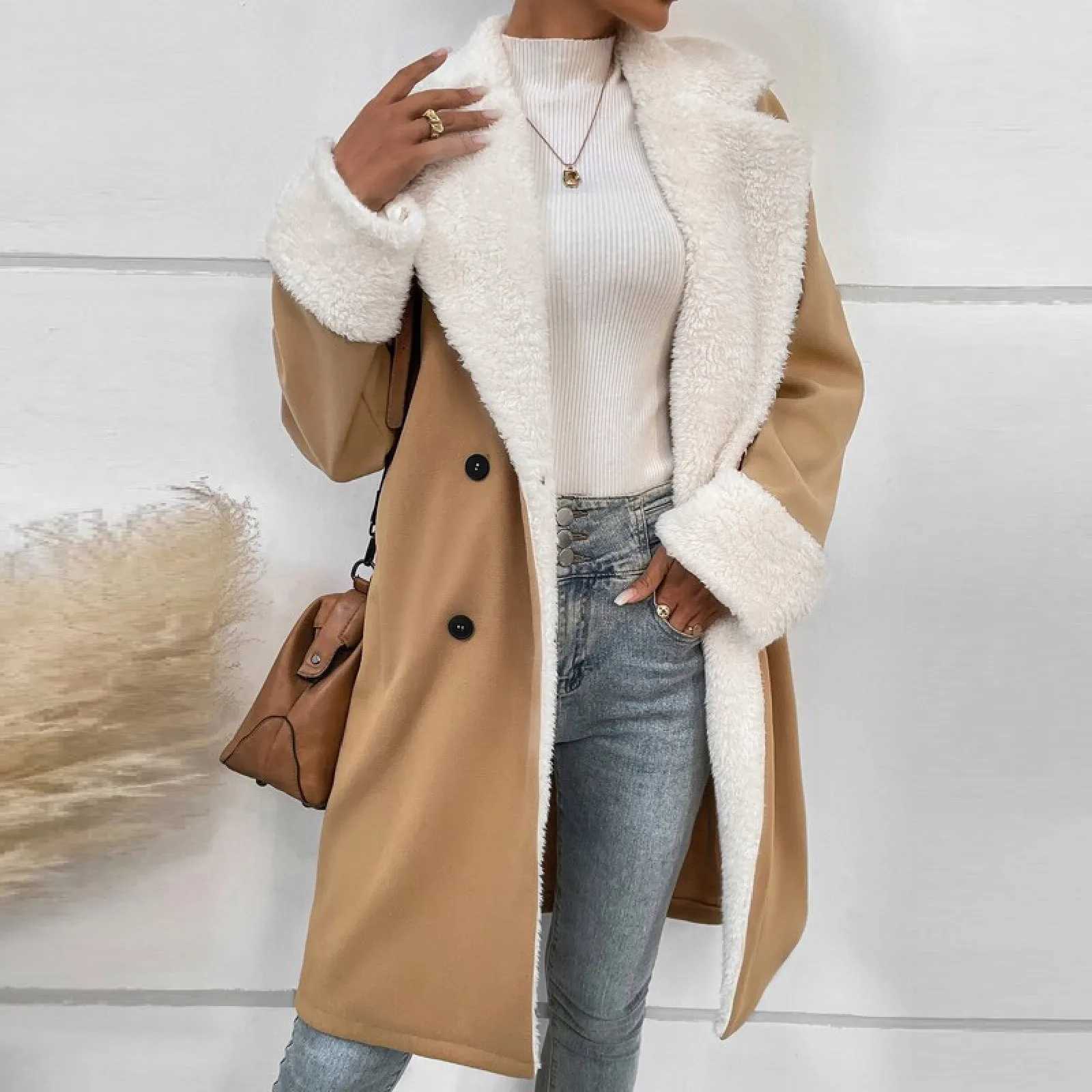 WomenS Jackets Winter Imitation Lamb Down Vintage Coat Fashion Thicken Korean Warm Loose Woman Clothing Mid Length CoatX241018
