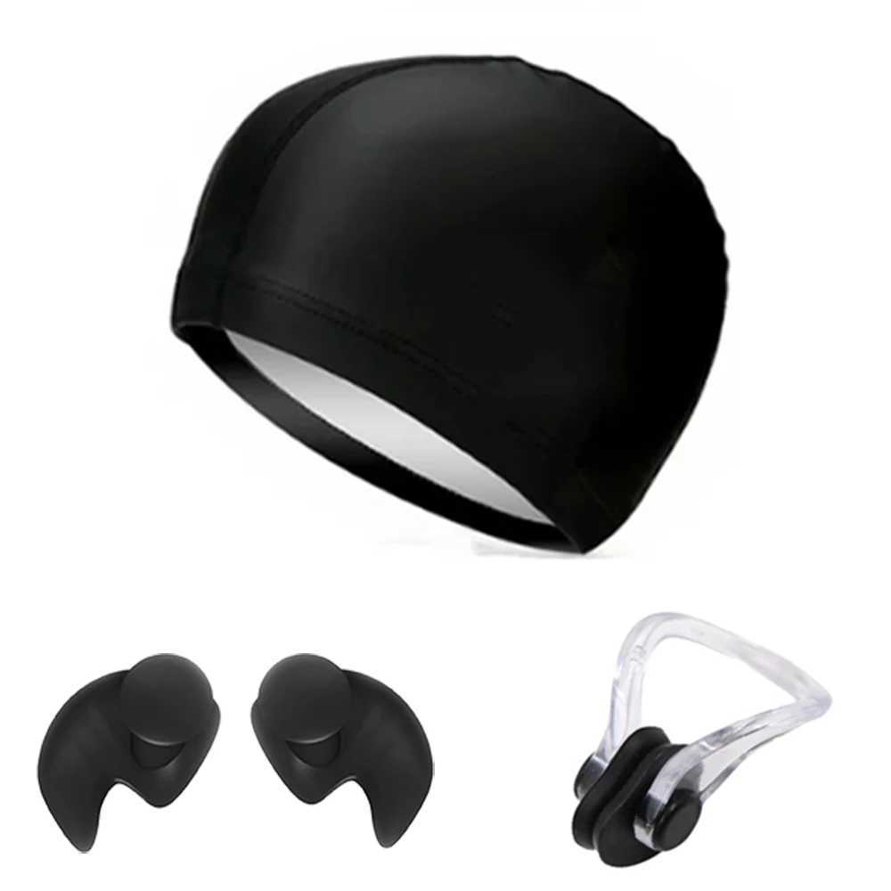 1 set of adult swimming accessories swimming cap nose clip waterproof soft earplugs swimming waterproof soft earplugs CL241009