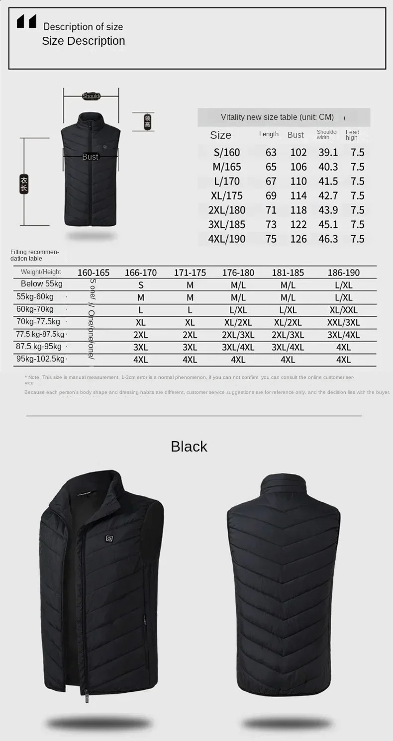 21 Heating Areas Jacket Mens Winter USB Electric Heating Warm Sleeveless Vest Infrared Heating Clothes Mens Snow Ski Vest 241007