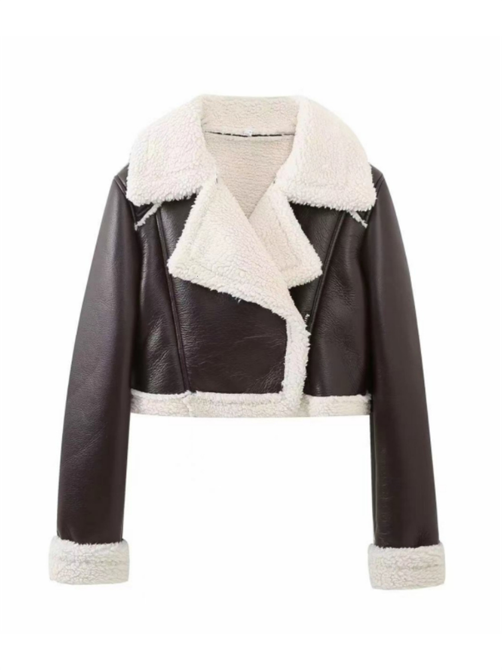 ZACK RAIN Women 2023 Winter Fashion Ladies Casual Faux Long Sleeves Jacket For Female Thick Leather Coat