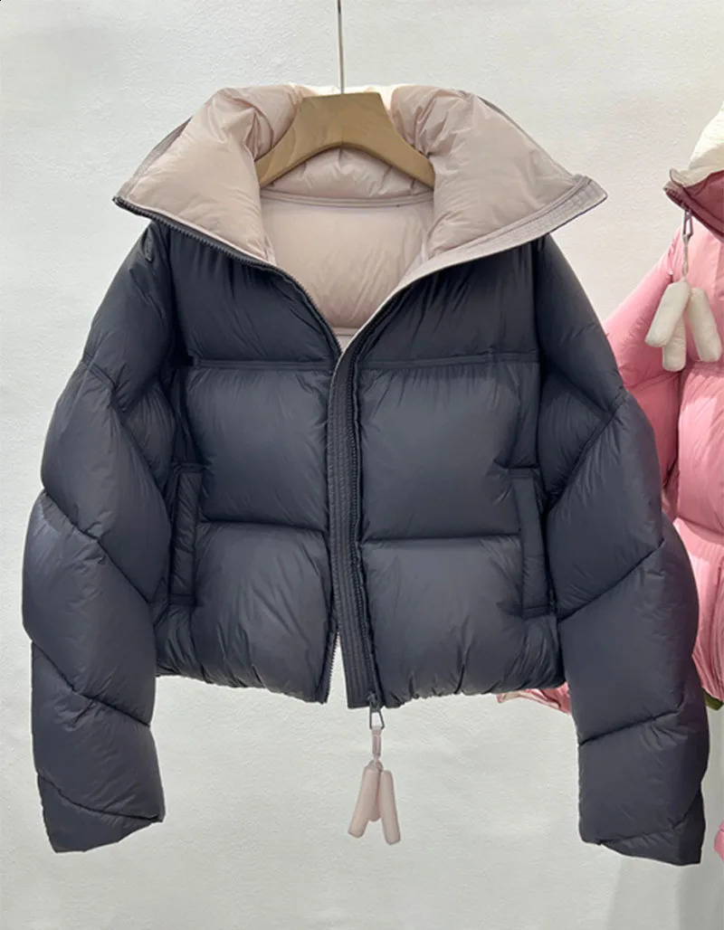 Warm Womens Down Jacket Stand Collar Windproof Short Padded Thicken Winter Korean Loose Parkas Coat Women Outwear 240930