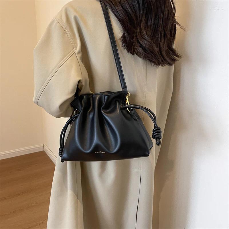 Shoulder Bags Vintage Small Crossbody For Women 2024 Winter Trend Designer Leather Handbags And Purses Simple Bucket Bag