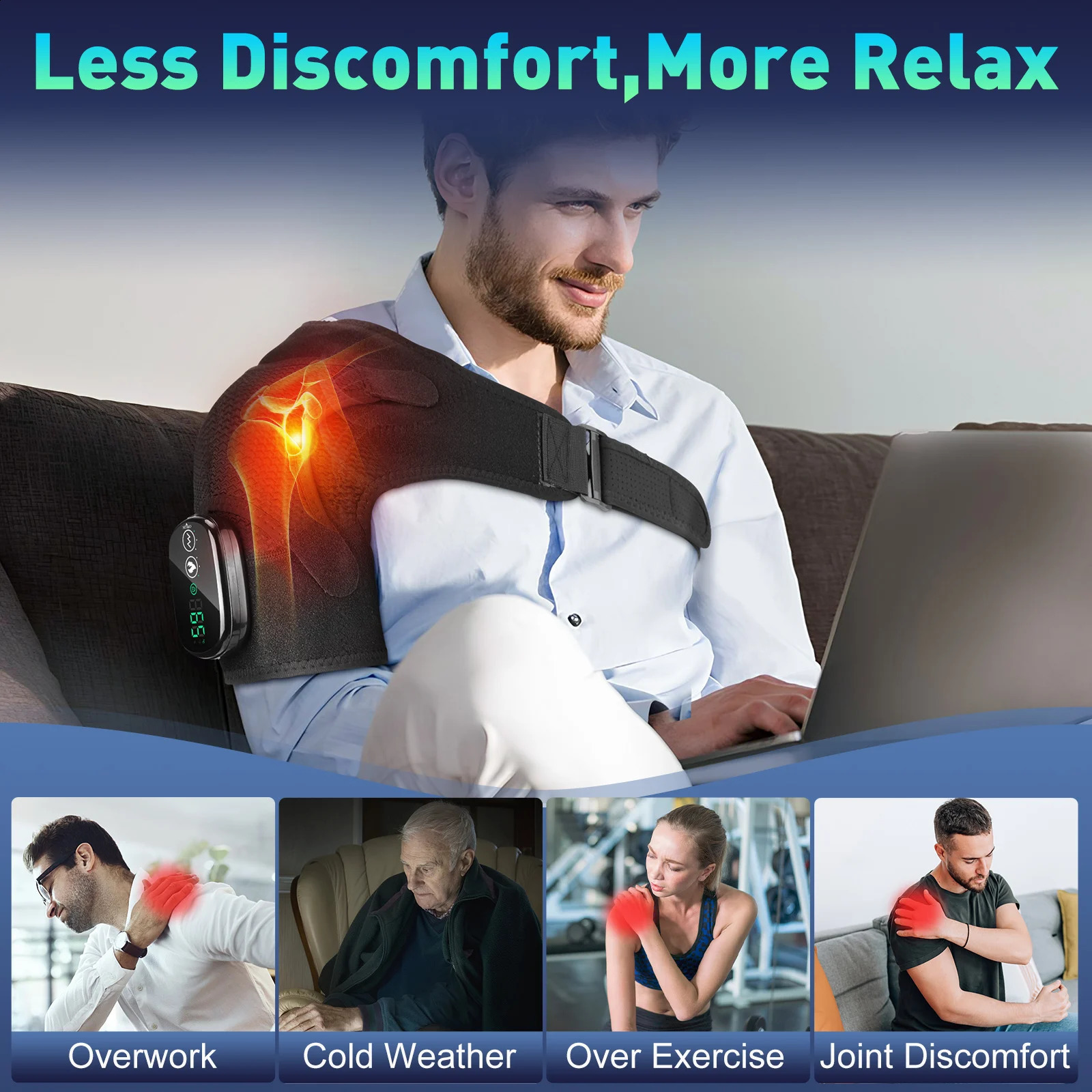 Electric heated shoulder massager stand with 3-speed adjustable heating for the back and shoulders. Portable relaxation shoulder and neck massager 241