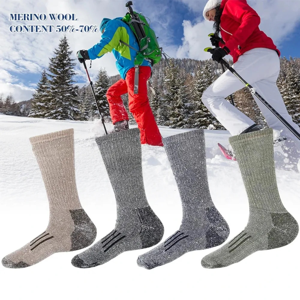 1/2/3 pairs of Merino wool mens autumn and winter thick socks mountain breathable outdoor sports socks 241009