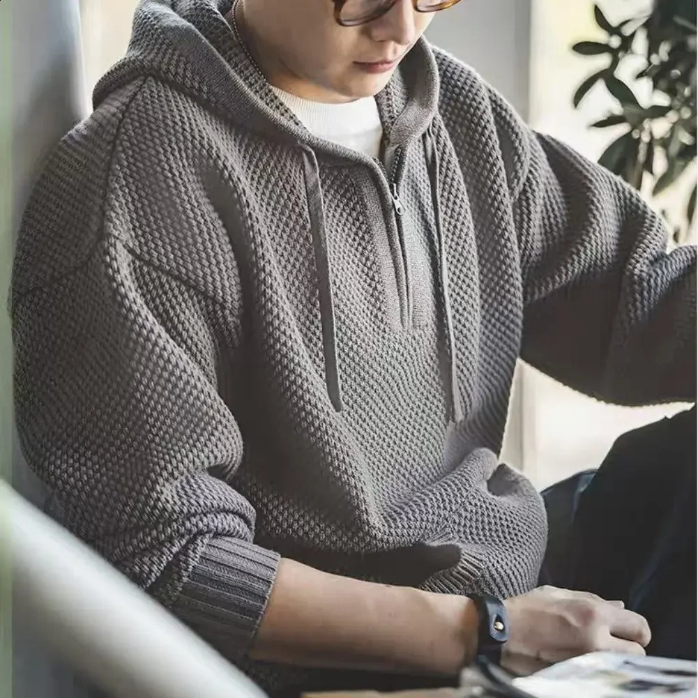 mens sweater jacket with zipper for autumn and winter casual Korean review Knitted cardigan wool sweater mens original open competition 241007