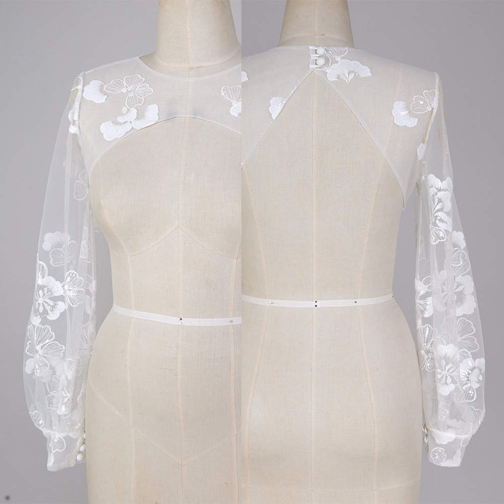 Elegant Appliques Jacket Lace Long Sleeve Bride Wraps Jackets For Strapless Bridal Dress Wedding Accessories Custom Made