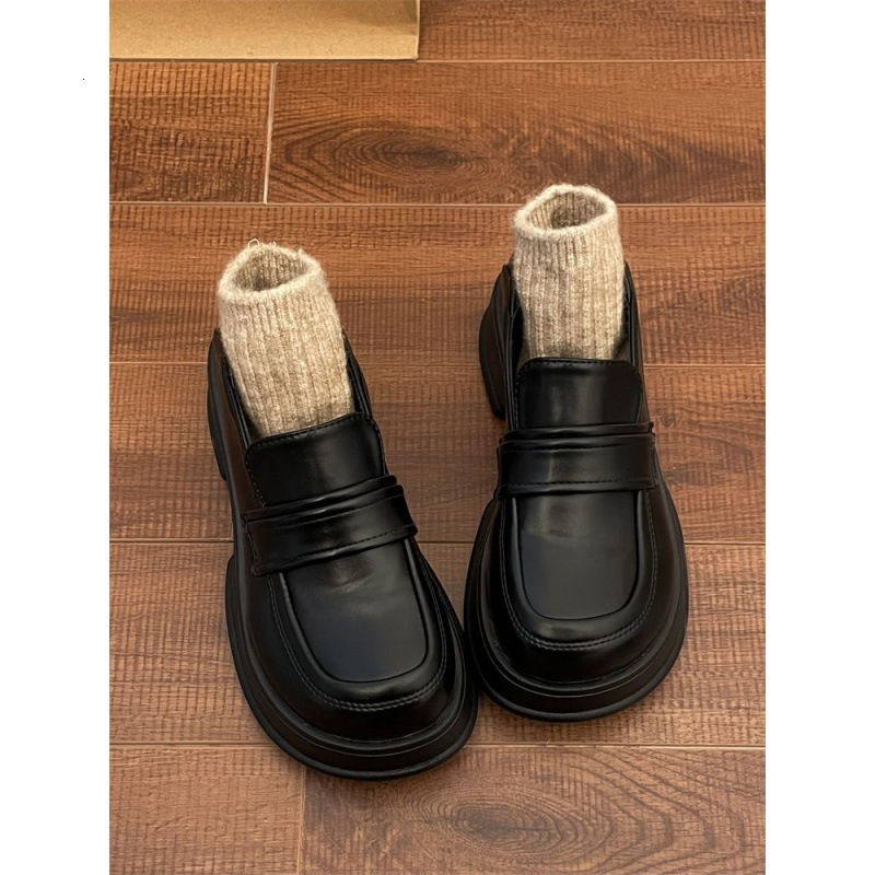 College style thick soled JK small leather shoes for women 2024 new spring and autumn versatile Korean version round toe single shoe trend