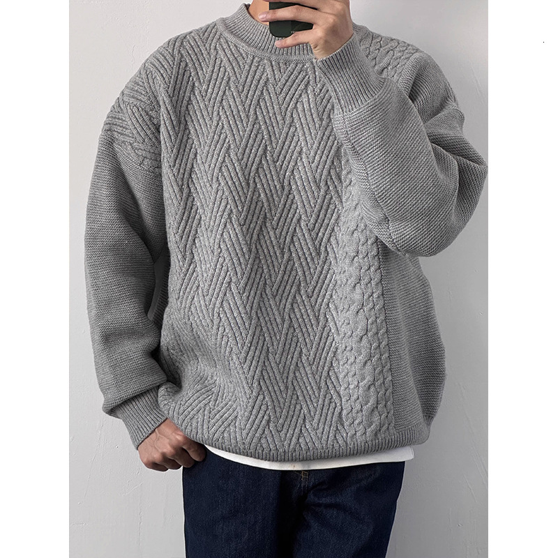 2024 New Designer Winter Button Flower Round Neck Knitted Men's Autumn/Winter Loose Casual Hoodie Solid Color Sweater