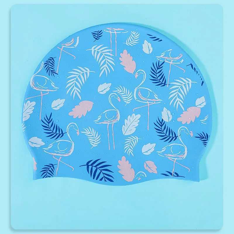 Swimming cap silicone womens waterproof Plus size color adult long hair sports high elasticity womens swimming cap CL241009