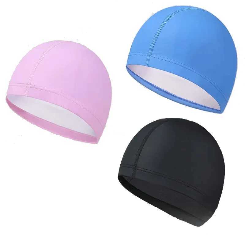 Summer swimming cap quick drying unisex adult breathable large anti slip PU solid color water sports waterproof swimming diving cap CL241009