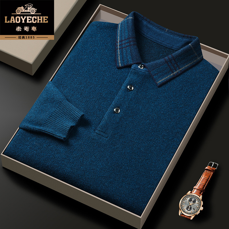 2024 new designer winter high-end 100 pure men's thick neck plus size middle-aged and elderly autumn and winter casual wool sweater