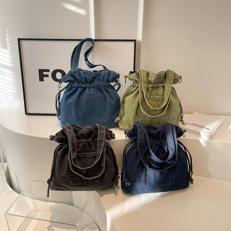 Casual solid color womens bag with high-quality stitching shoulder bag the -selling womens high-quality denim handbag in 241008