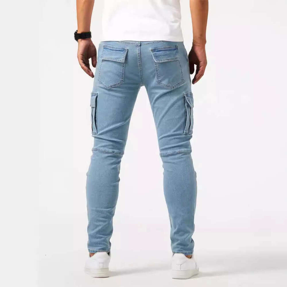 New Season Washing Process Alphabet Trendy Jeans for Men with Stretchable and Comfortable High-Waisted Loose Fit Denim Pants